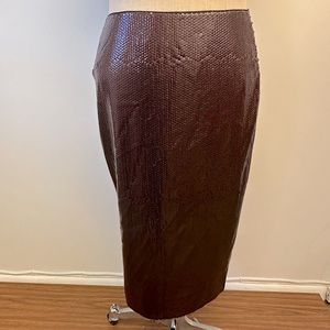 Sequin Pencil Skirt Mid-Shin Length Burgundy Color